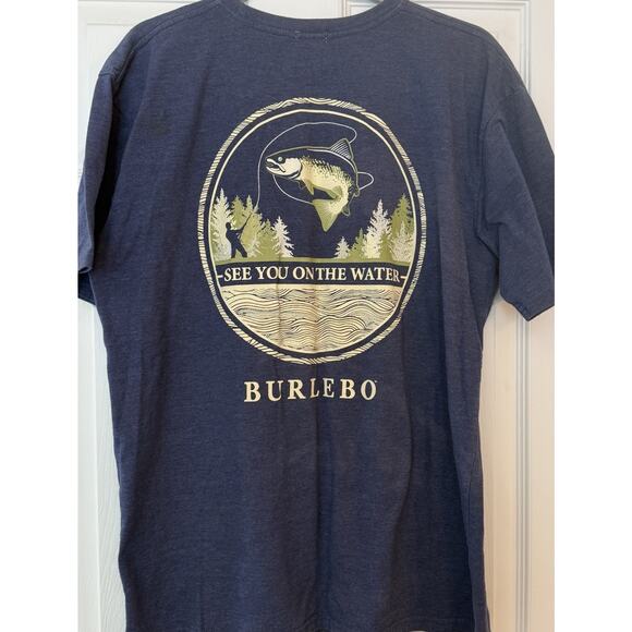 BURLEBO Other - Burlebo T-Shirt Sz LG Blue Natural Sun Fading Fishing Graphic Short Sleeve EUC